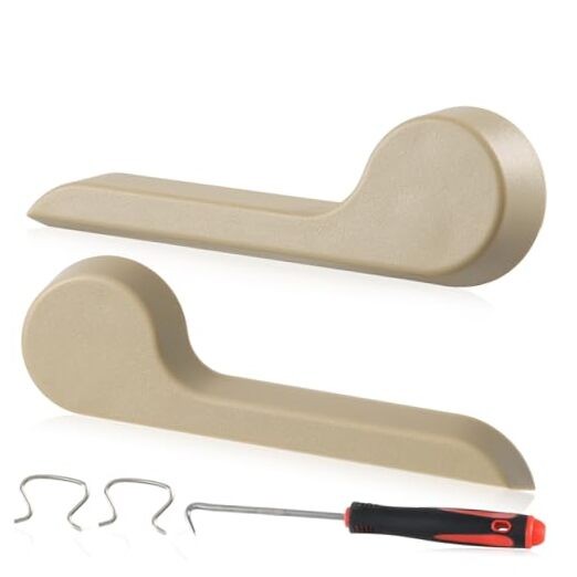 Beige Pair of Seat Recliner Handle Levers, Front Left Driver & Right