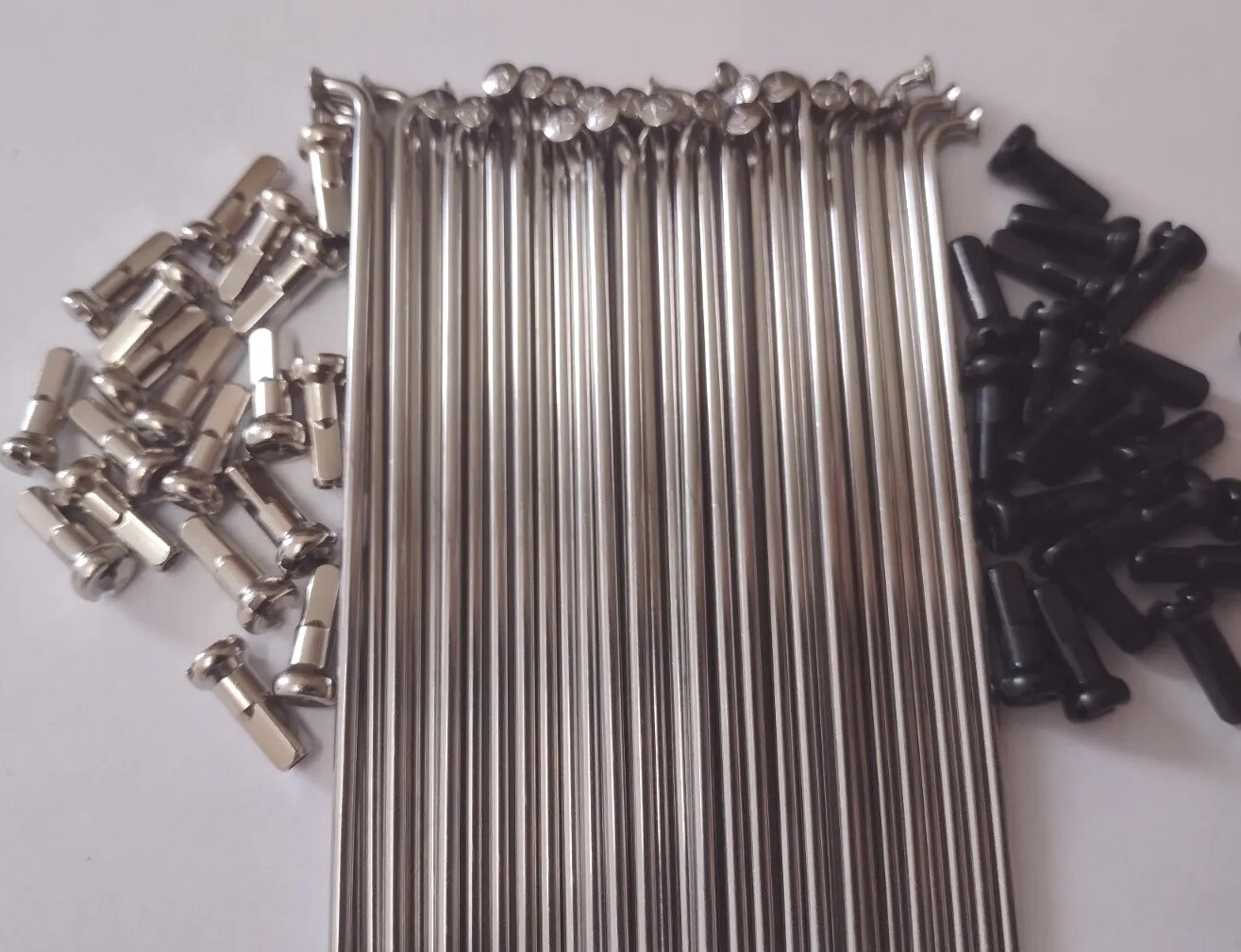 SILVER J-Bend 14g custom length Stainless Bicycle spokes with Brass nipples