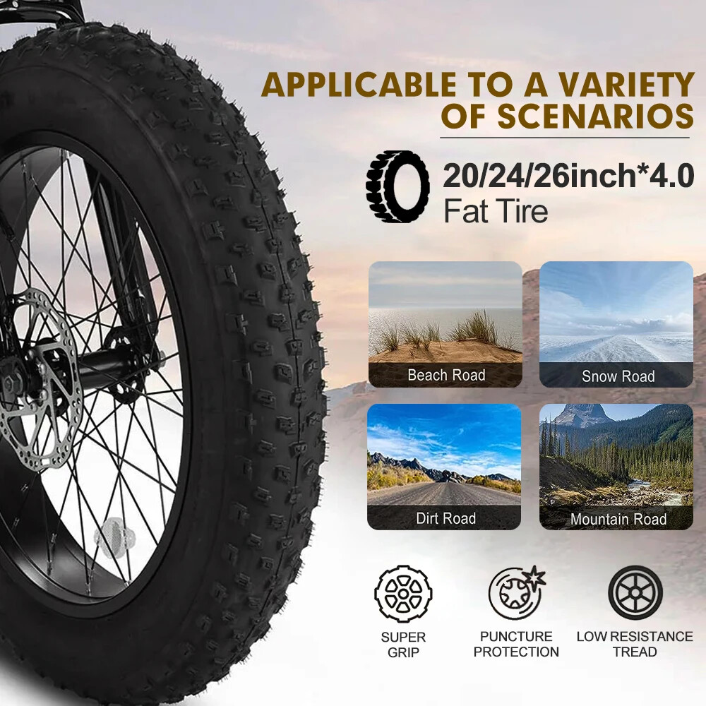 72V 5000W Snow Fat Electric Bike 20/24/26inch Brushless Non-gear Rear Hub Motor