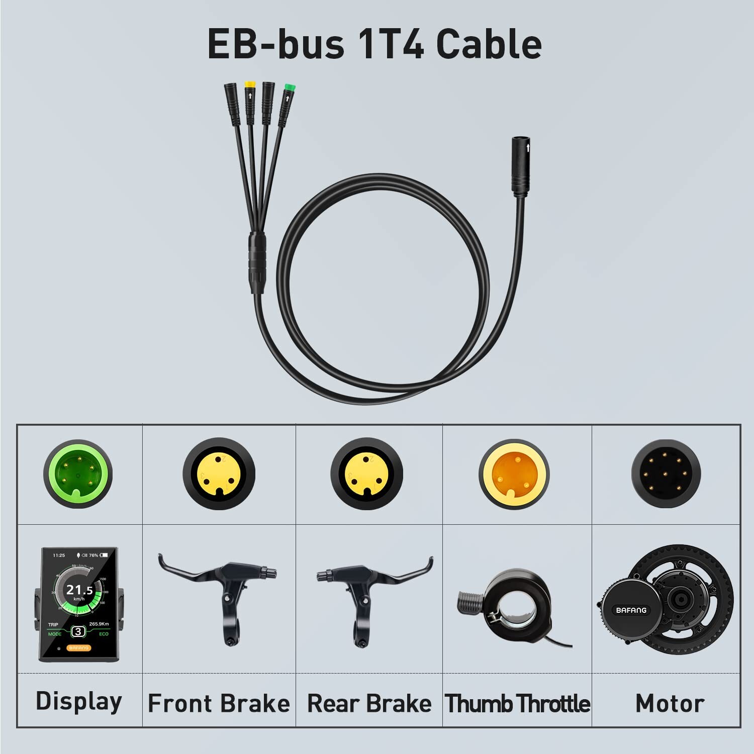 Ebike EB-BUS 1T4 Wiring Harness Cable for BAFANG BBS01 BBS02 BBSHD Mid Motor Kit