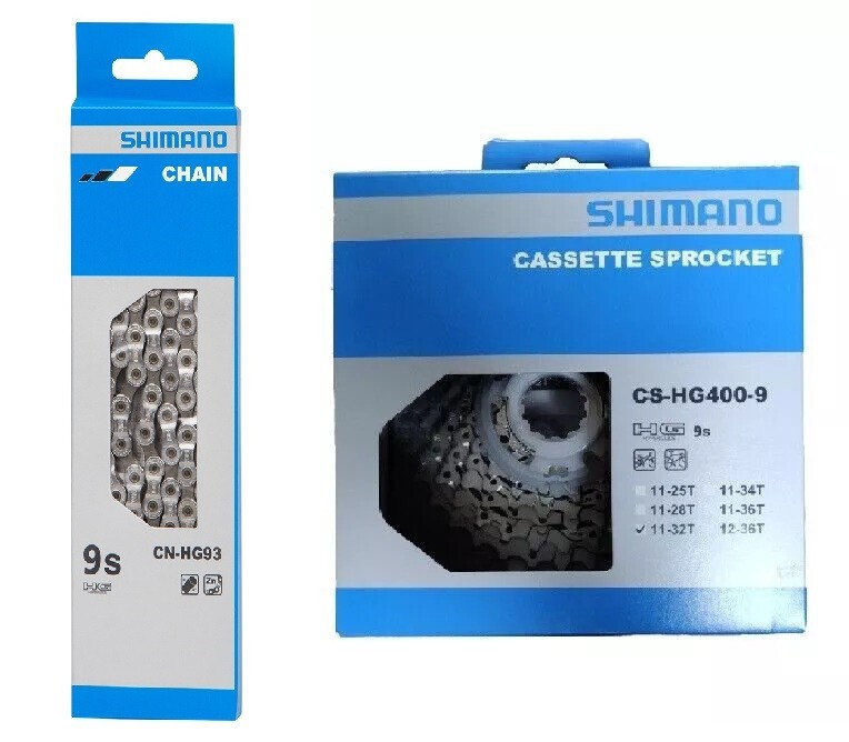 Shimano Wear Set HG93 Chain 116+ 9 Speed Cassette HG400 25-28-32-34-36 Teeth