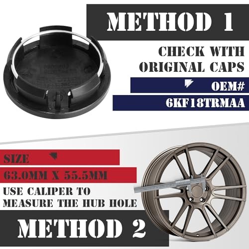 2.5Inch 63MM Wheel Center Caps for Dodge Outer 63MM , Inner 56MM Matte Black
