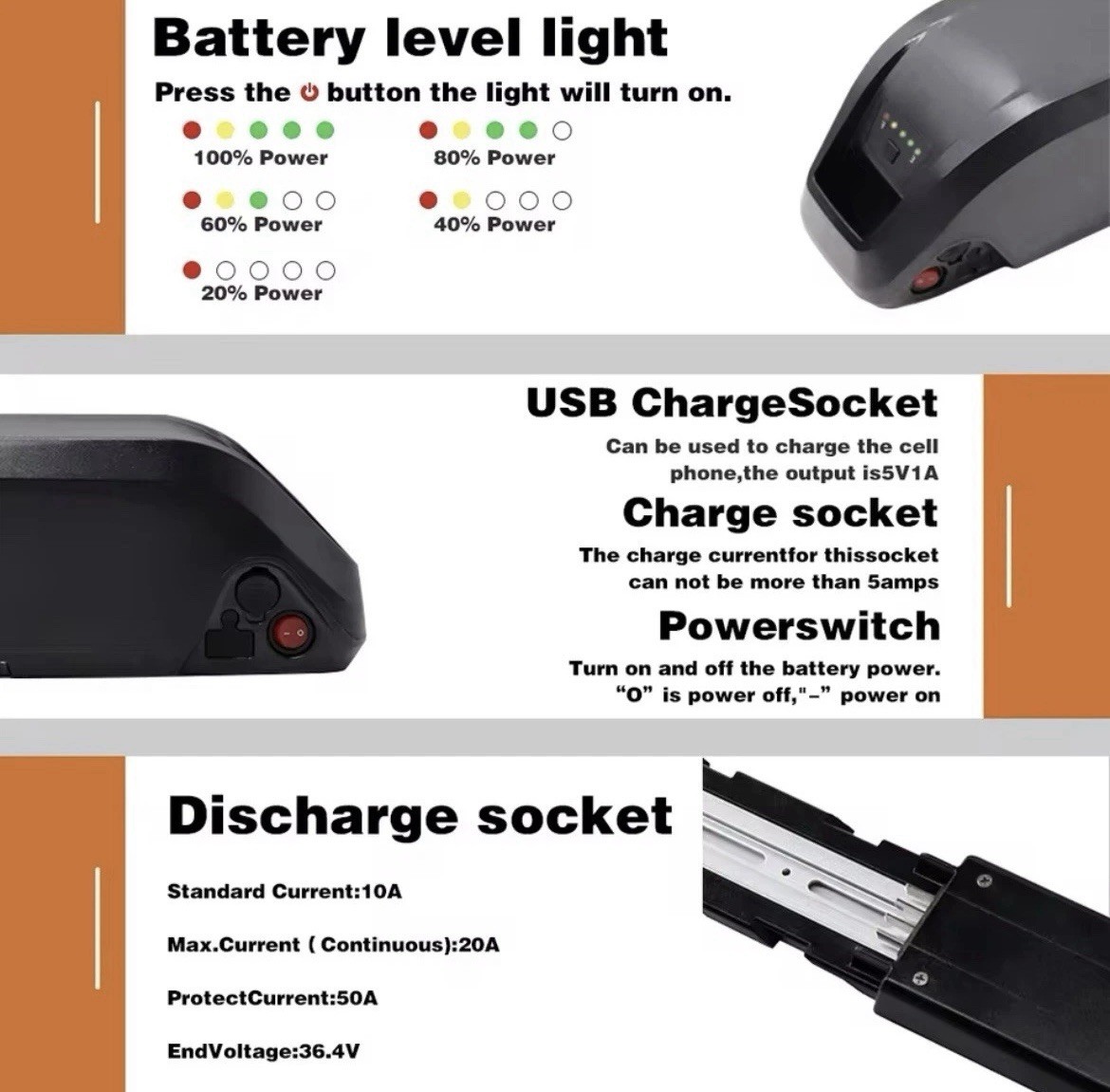 Hailong 36V 15Ah Ebike Battery, Compatible With 500, 750, 1000 Watt Bikes
