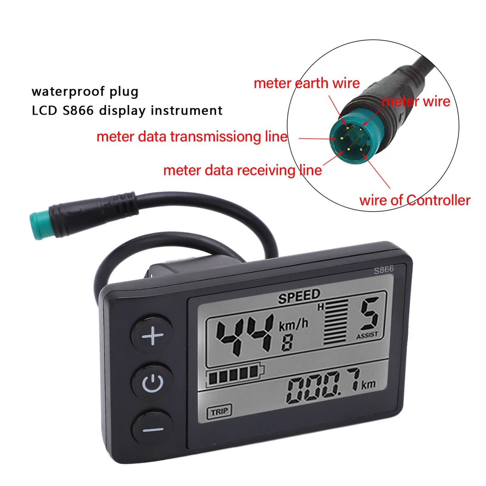 For E-bike Lcd Display 24V/36V/48V Mini E-Bicycle Electric Bike Speed Meter 2024