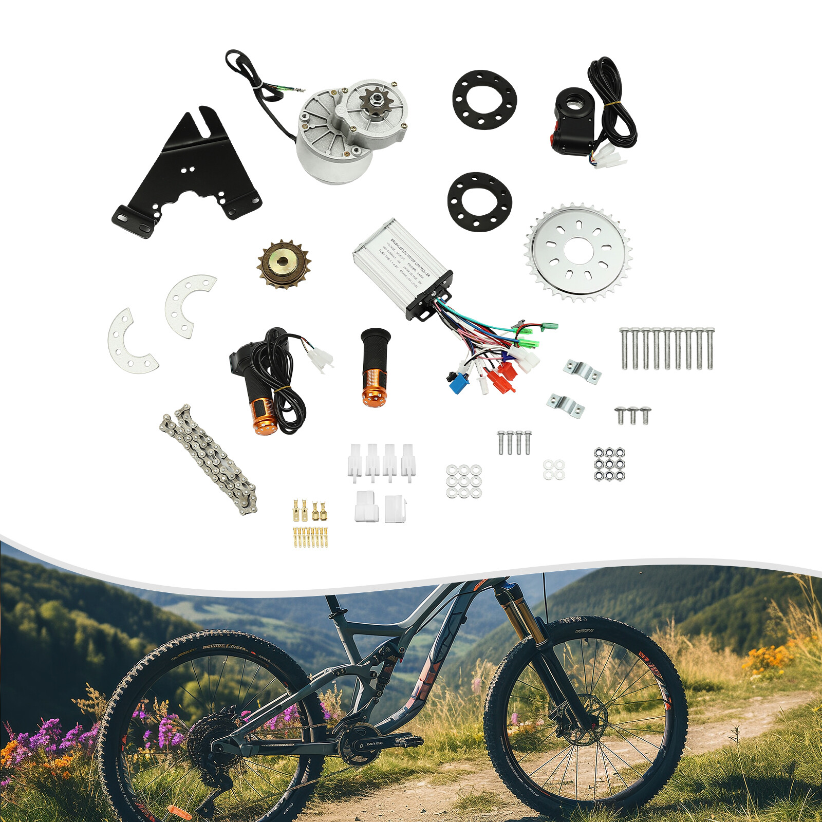 DC 250W E-Bike Conversion Kit Electric Bicycle Motor Rear Suspension Kit 24V