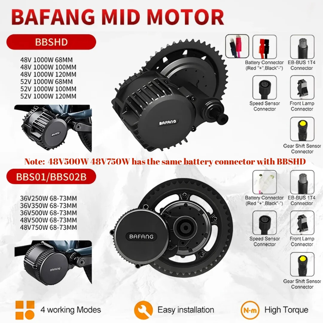 Bafang BBS02B 48V 500W 68mm Mid Drive Motor DIY Ebike Conversion Kit W/ Battery