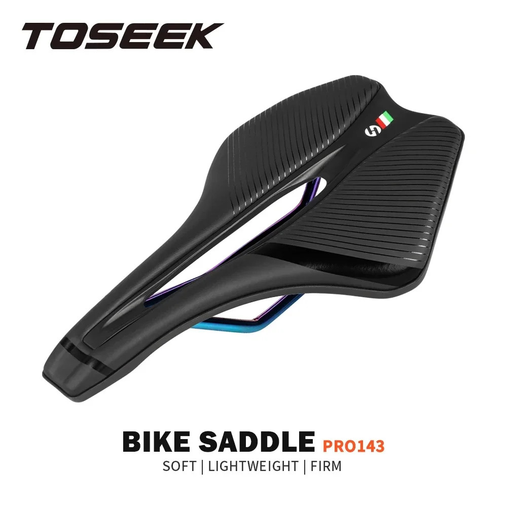 TOSEEK MTB Road Bike Saddle Eva+Super Fiber Leather Ergonomic Design Saddle Wide