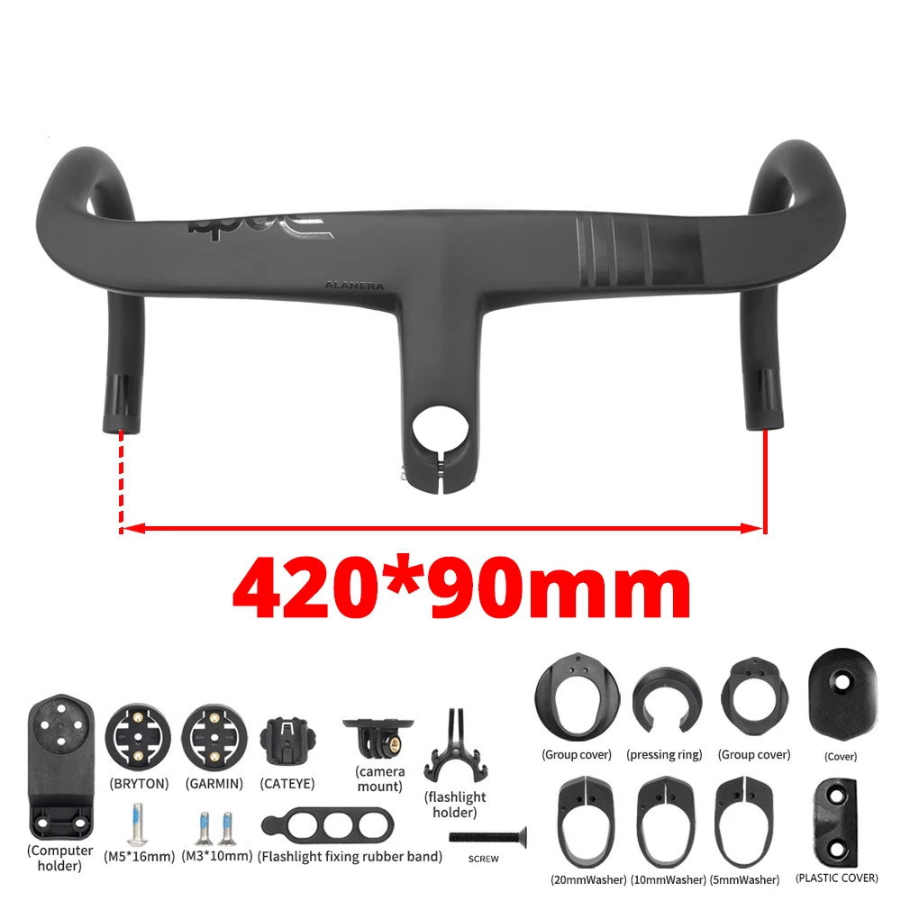 Carbon Road Bike Integrated Handlebar Internal Cable Drop Bar 28.6mm with Spacer