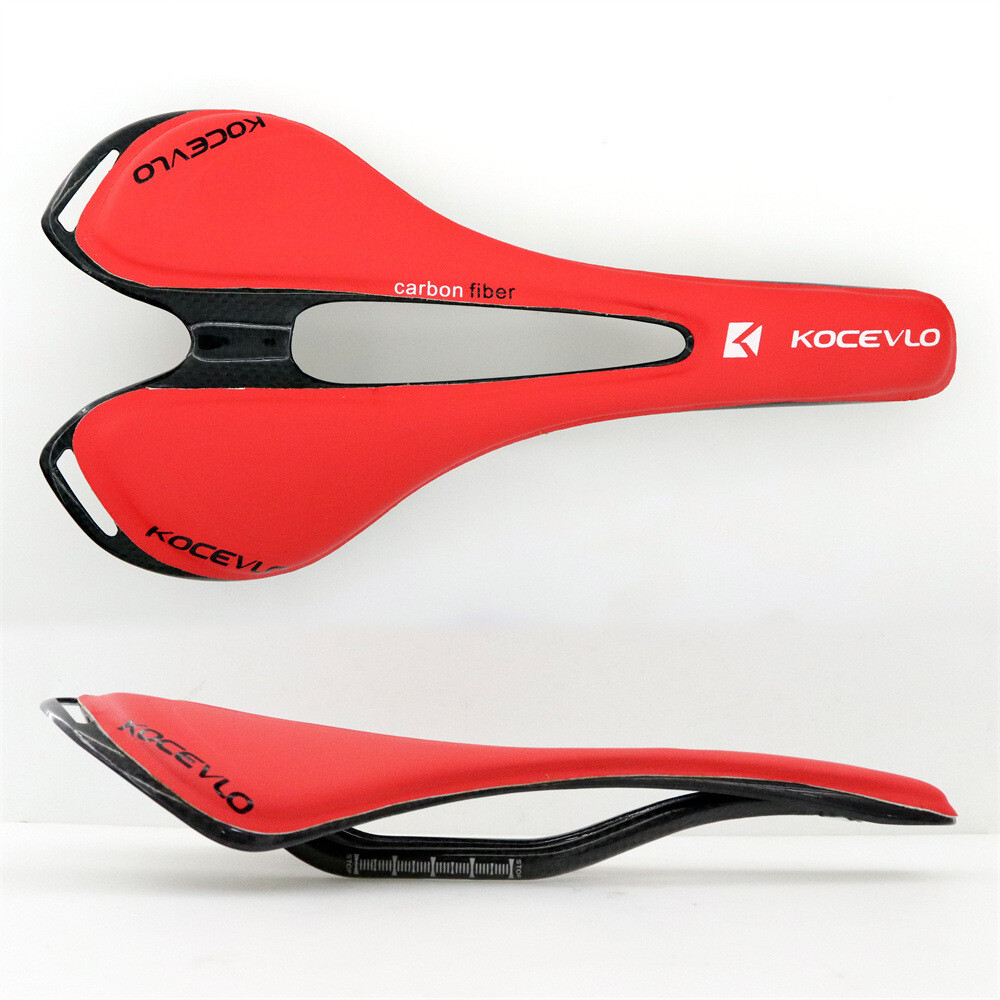 KOCEVLO Leather Carbon Fiber Saddles Oval Rail Seat 270*143mm For MTB Road Bike