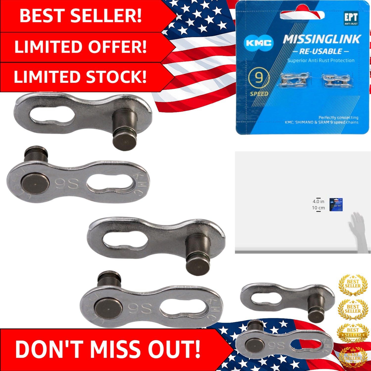 Durable 9 Speed EPT MissingLinks – Pack of 2, Perfect for Shimano & SRAM Chains