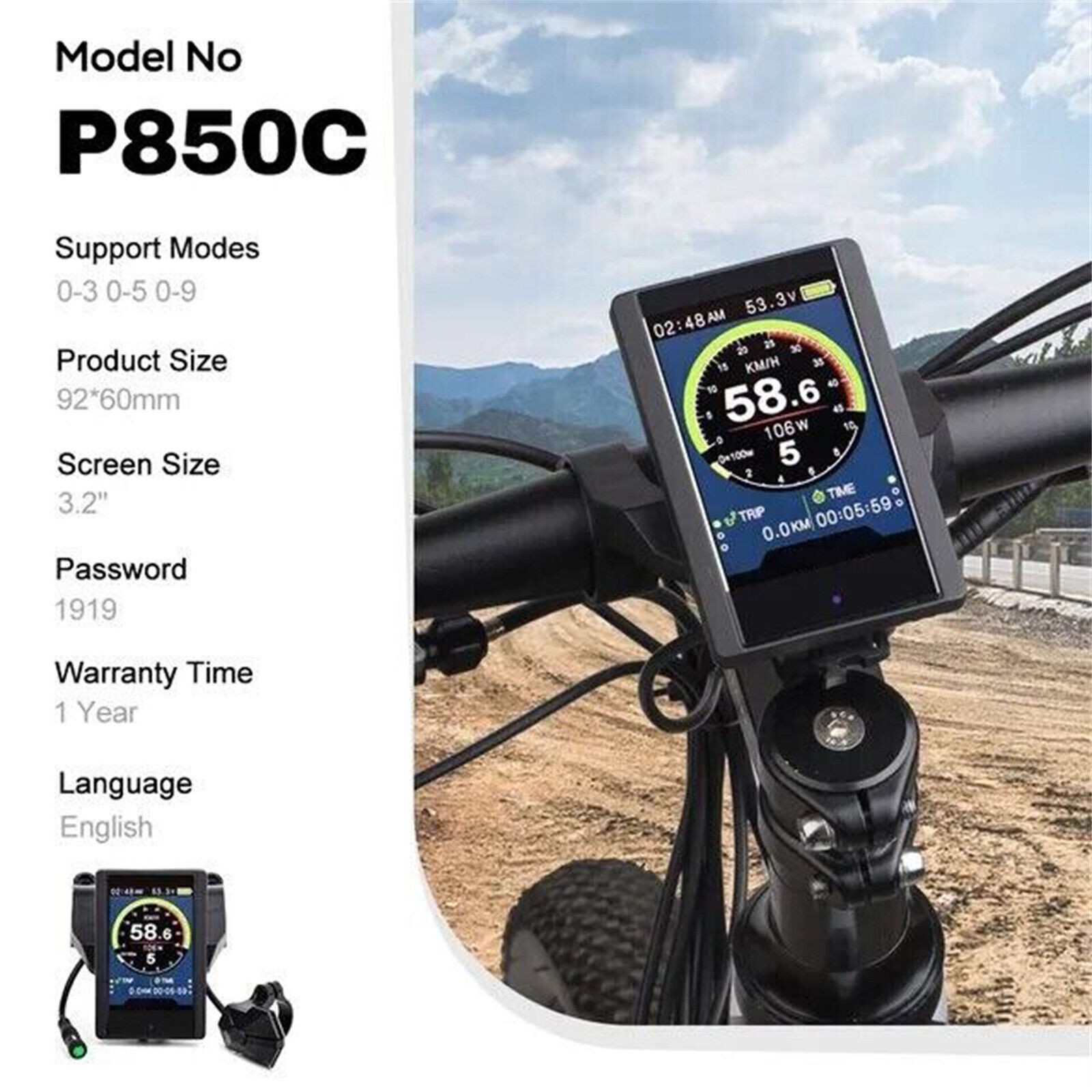 P850C Display Colorful LCD for BAFANG Mid Dvive Motor BBS01 BBS02 BBSHD Ebike