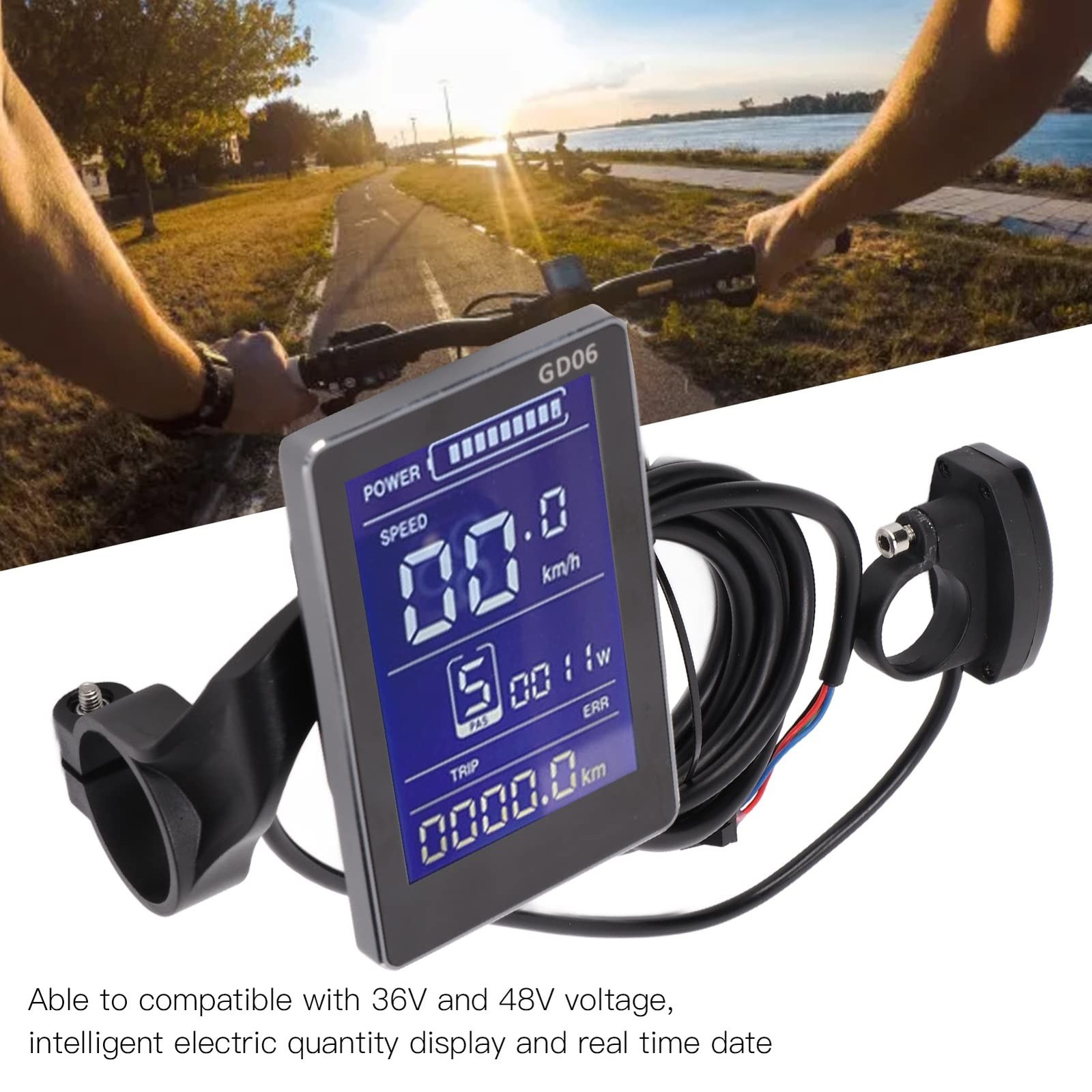 Electric Bike LCD Display GD06 Bicycle Computer Speedometer with 36V 48V Join…