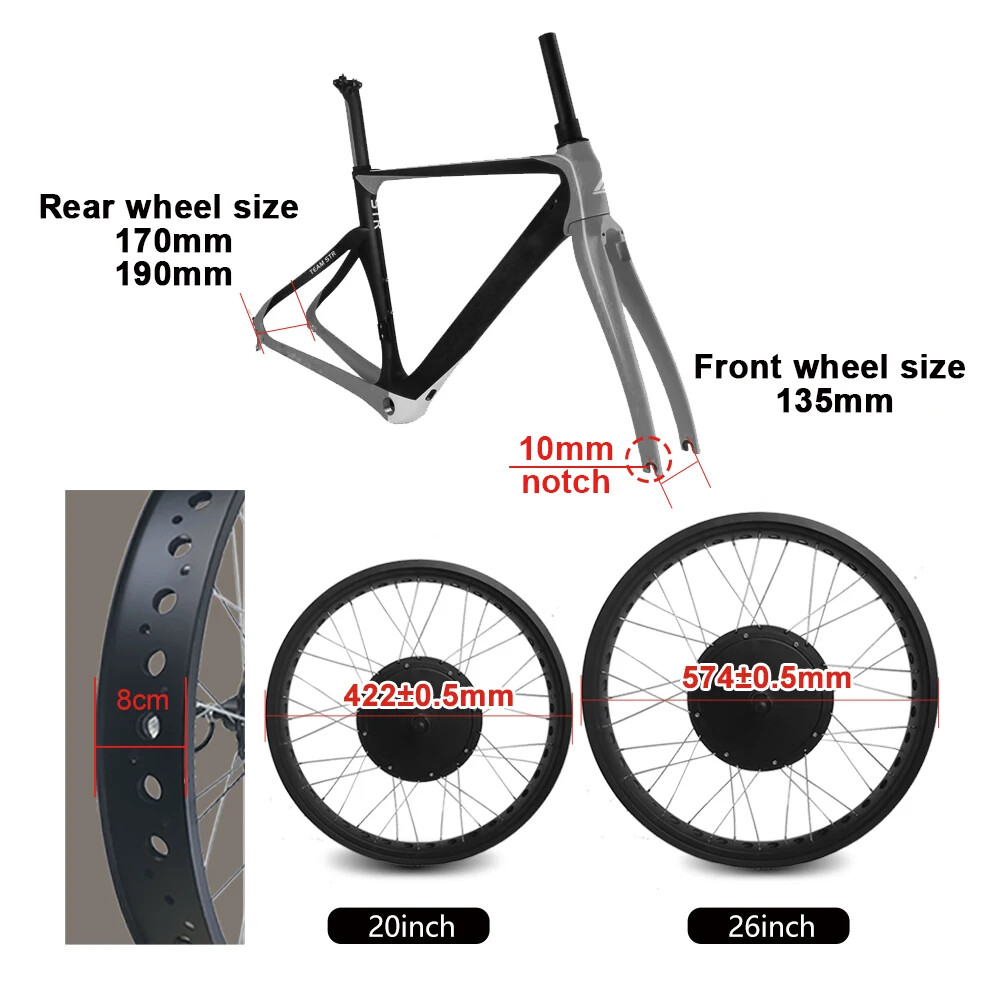1000W-5000W 48V 72V Snow Electric Bike 20/24/26×4.0inch Fat Tire Rear Hub Motor