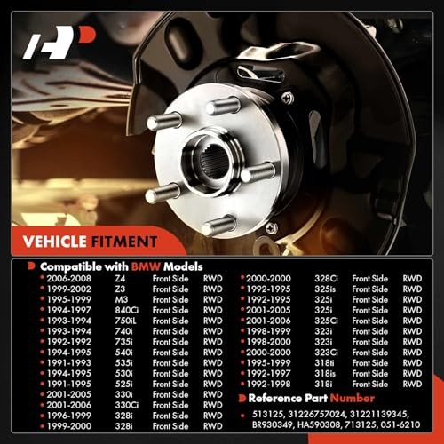 2 x Front Wheel Bearing and Hub Assembly with ABS Ring Compatible with BMW