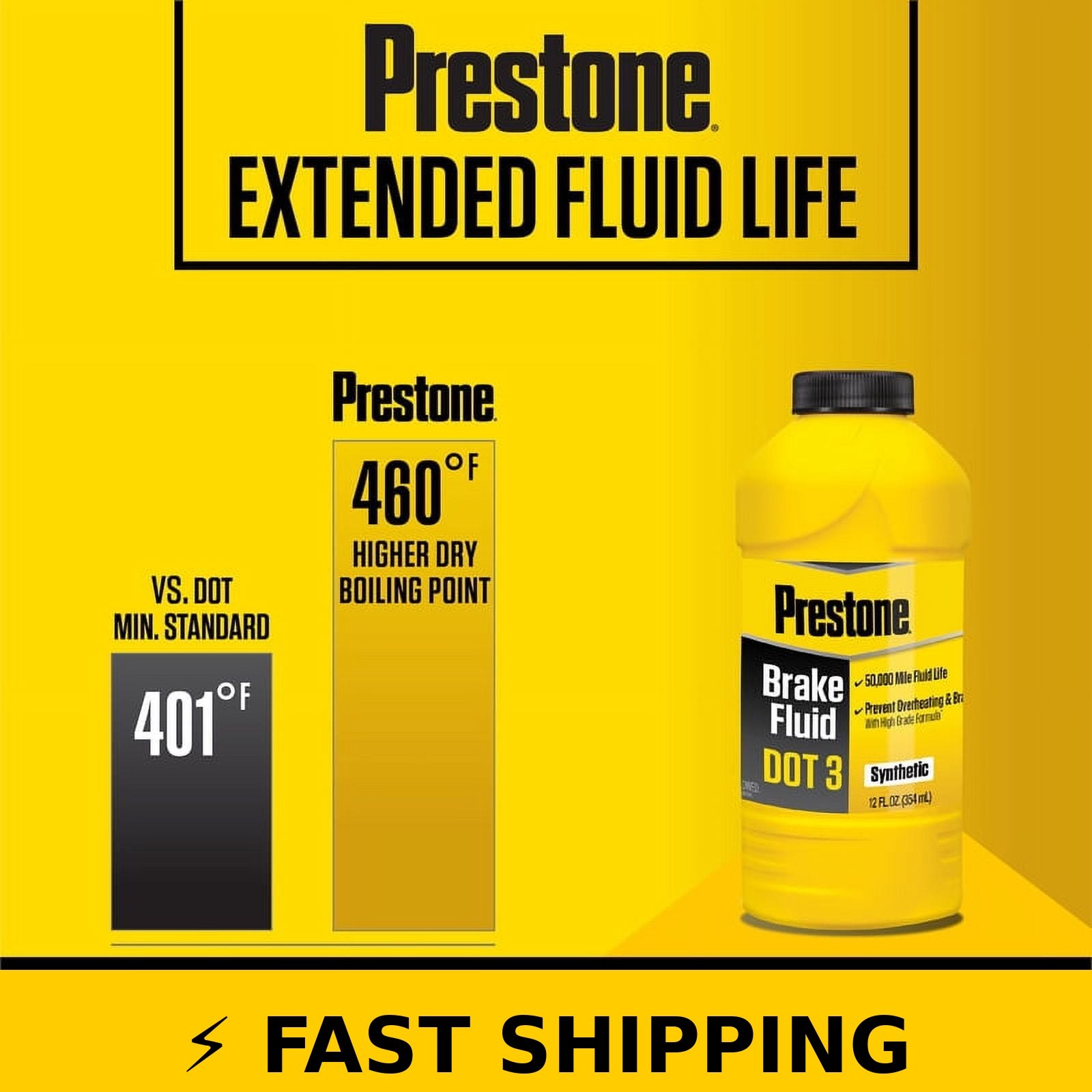 Prestone DOT 3 Brake Fluid – 32 fl oz Synthetic for Cars & Trucks