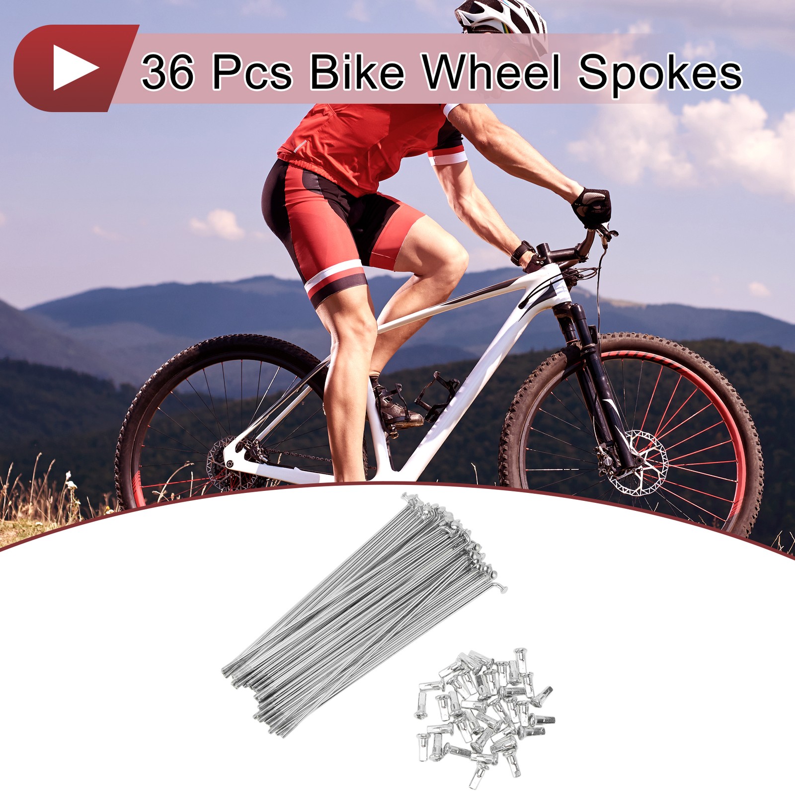 36Set 12G Bicycle Spokes 139mm Bike Wheel Spokes 45 Steel Galvanized Silver Tone