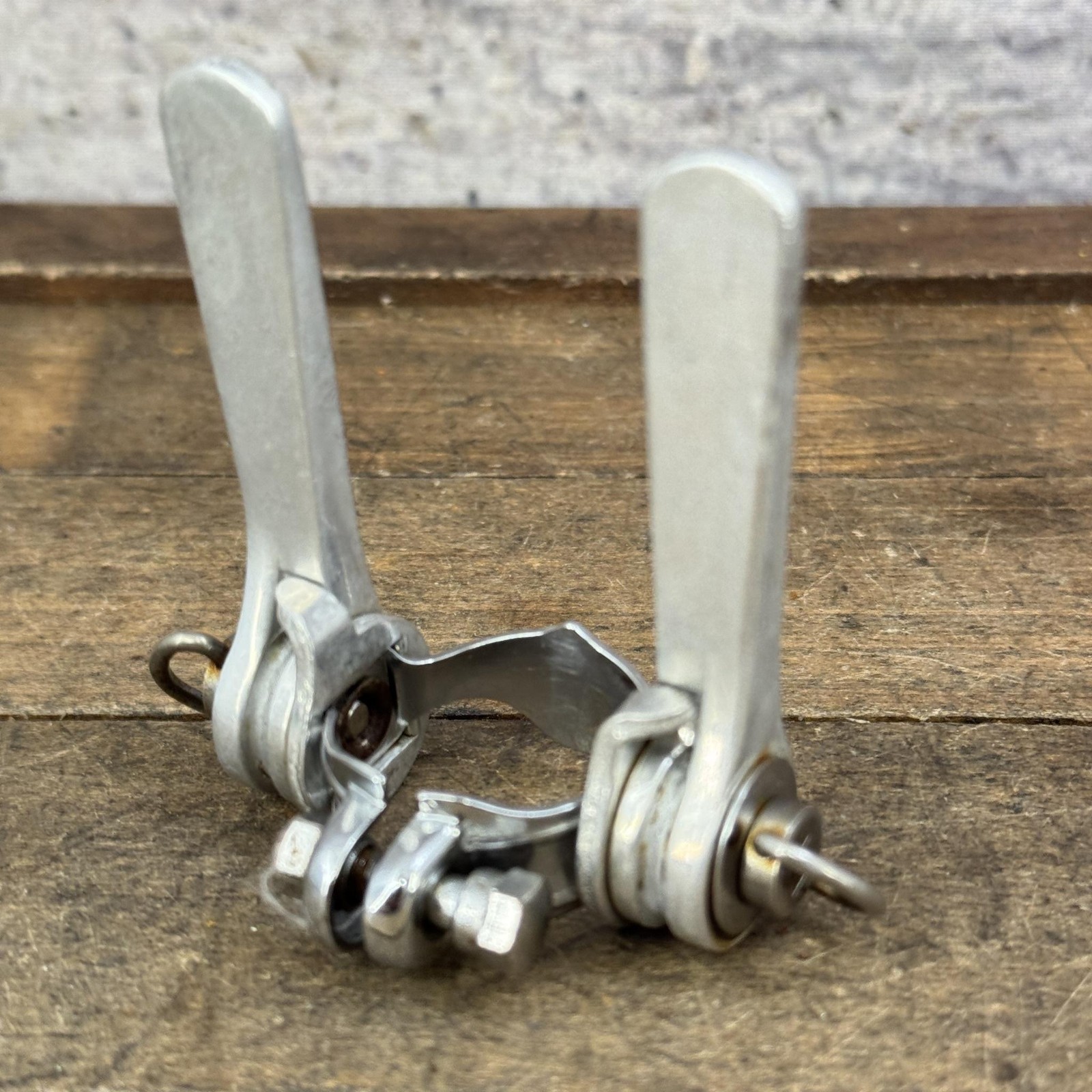 Vintage Campagnolo Wings Down Tube Friction Shifter Set Clamp Script Shift