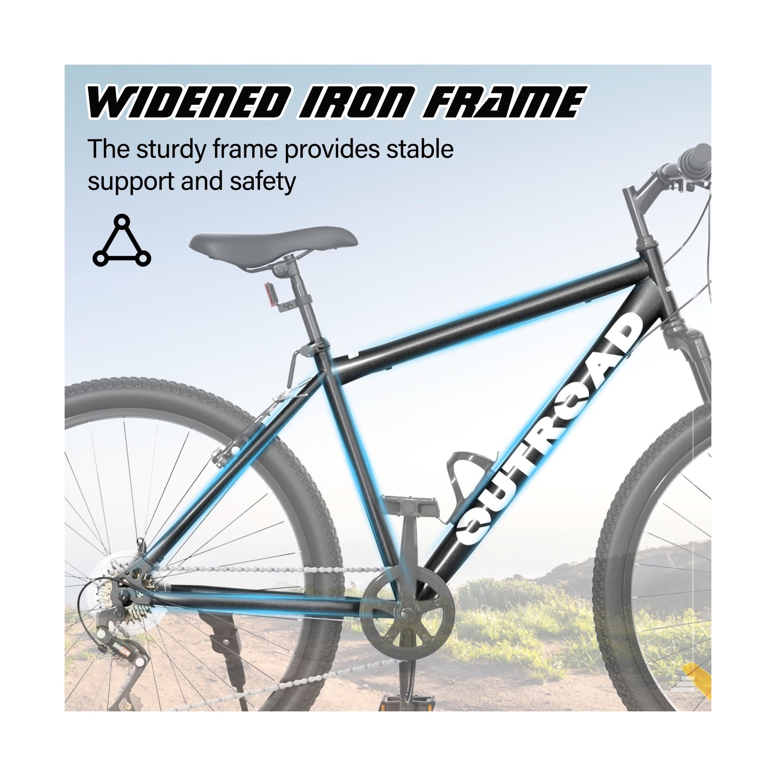 26″ Mountain Bike, 7-Speed Lightweight High-Carbon Steel Frame, V Brakes & Fr…