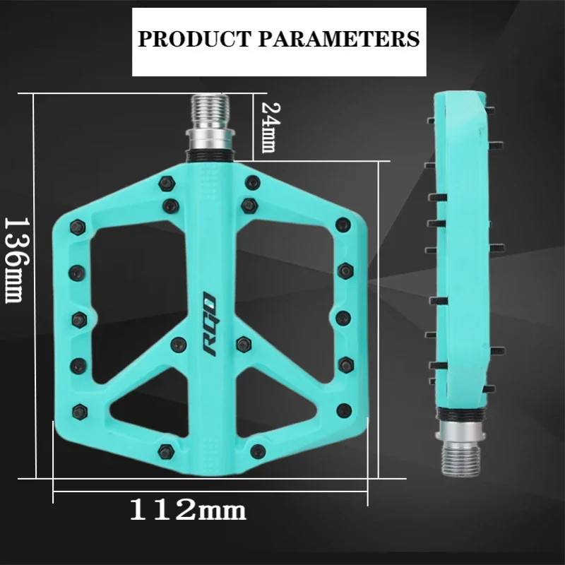 Mountain Bike Pedals 9/16 MTB Nylon Composite Flat Platform Sealed Bearing Grip