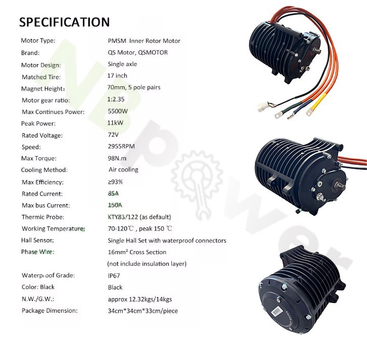 QS138-C 70H 3000W mid drive motor kit with Fardriver ND72530 controller.