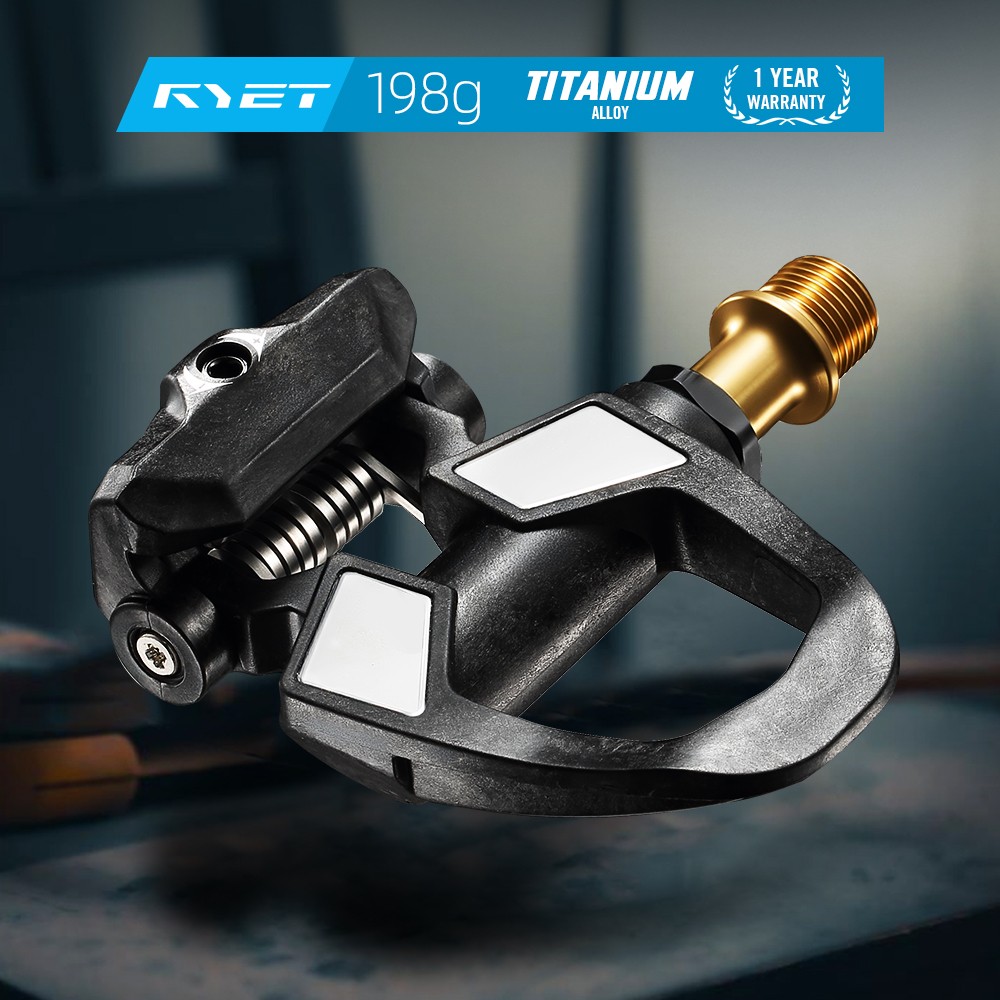 RYET Carbon Road Bike Pedals 198g Titanium Spindle DU Bearings 6° Float SPD