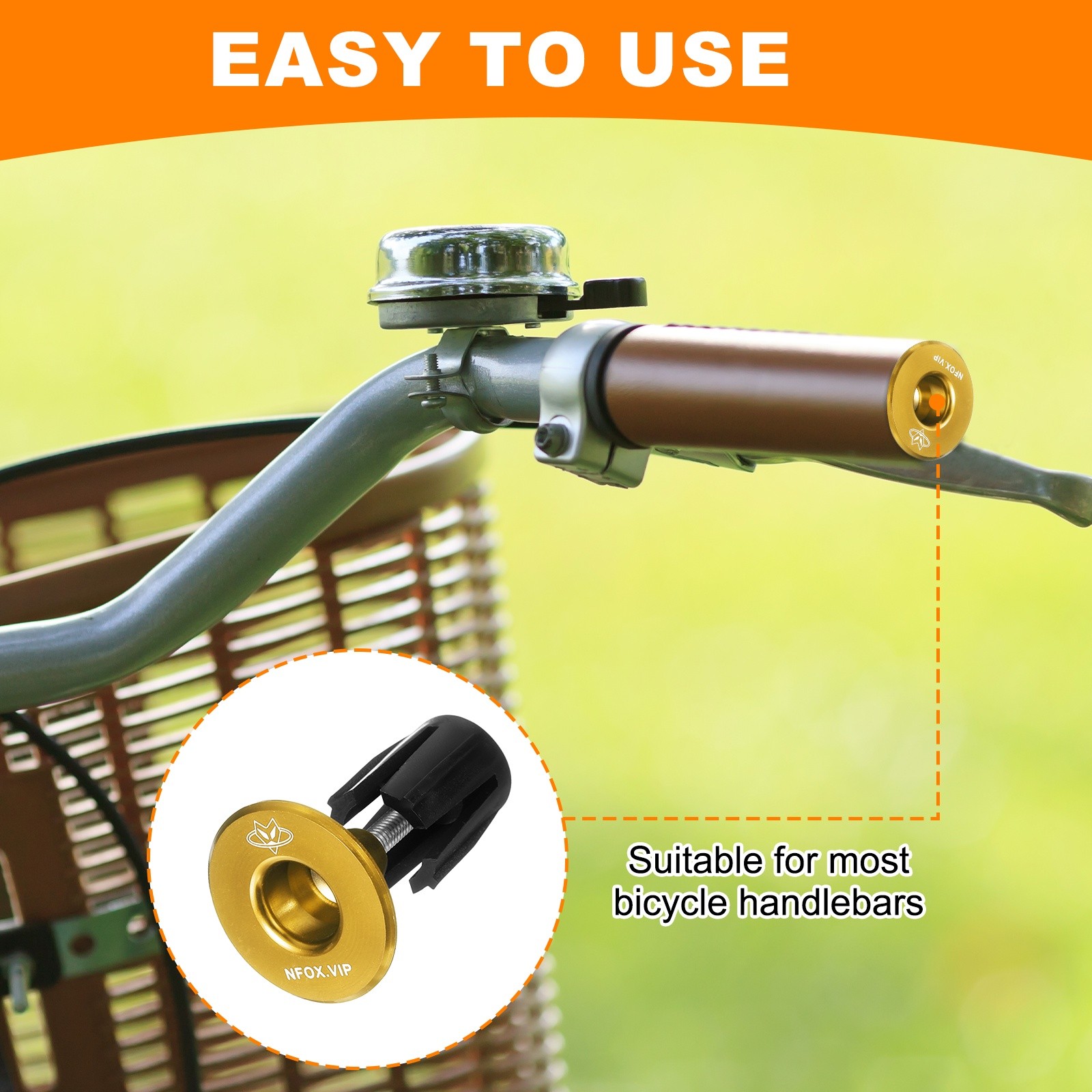 Bar End Plugs 6061 Aluminum Handlebar End Caps Bike Handlebar Plugs Gold
