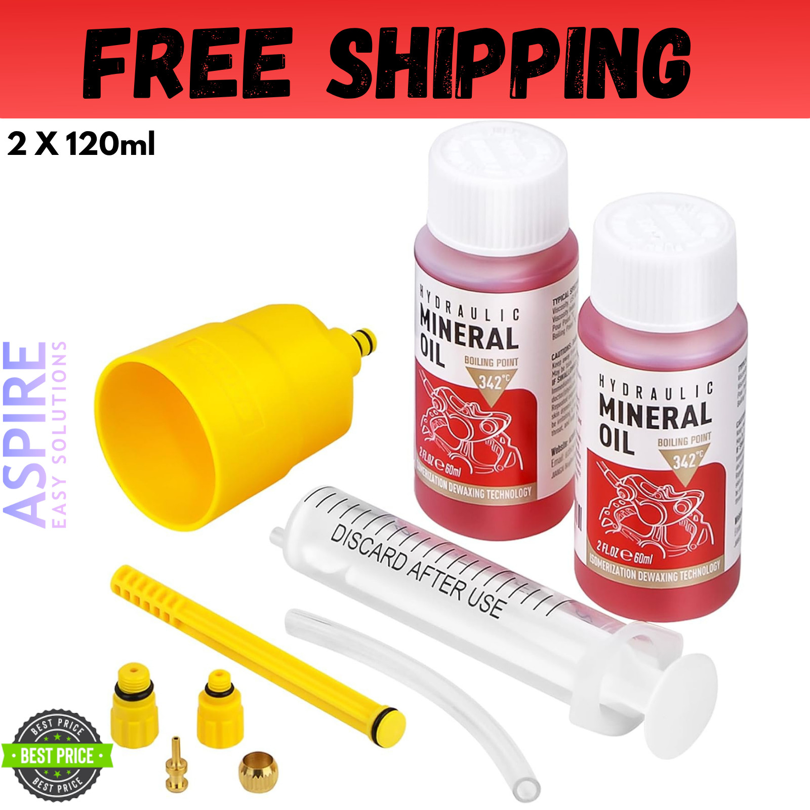 Brake Bleed Kit for Shimano Hydraulic Brakes, Brake Fluid Mineral Oil 120ml