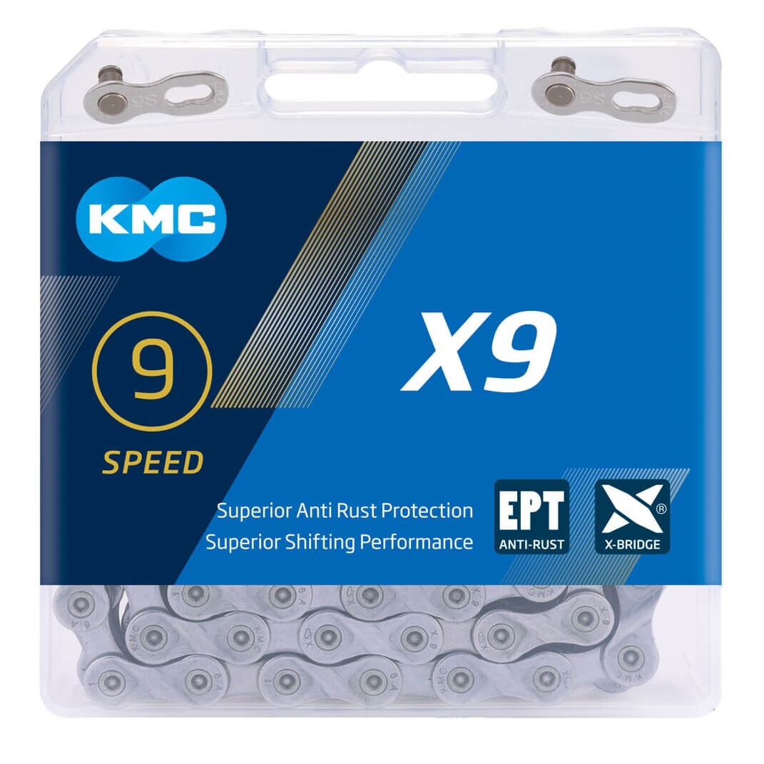 KMC X9 EPT 9-Speed Chain Rust Buster fits Mountain Bike Hybrid Road Shimano SRAM
