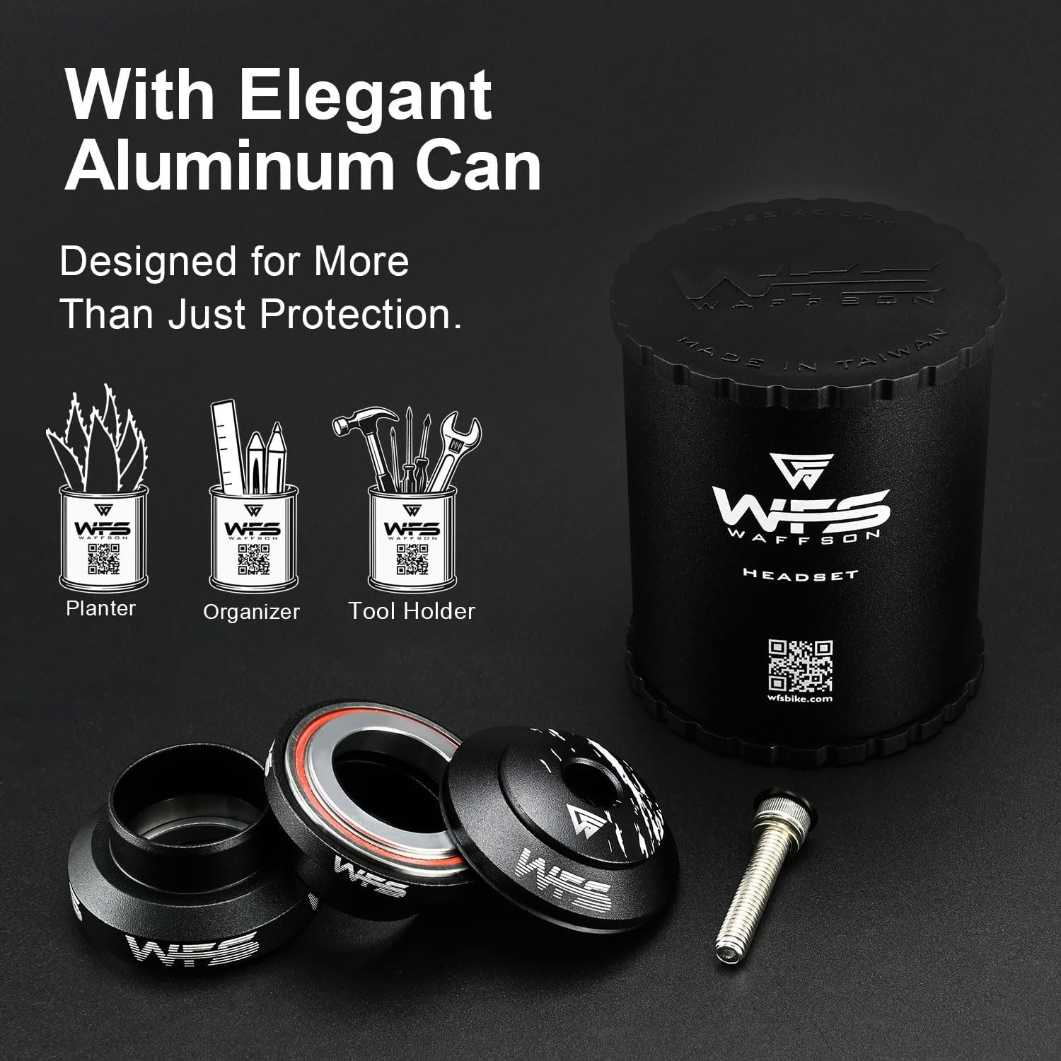 Matte Black 1″ Threadless Bike Headset WFS NV.28 CNC Aluminum Sealed MTB Road