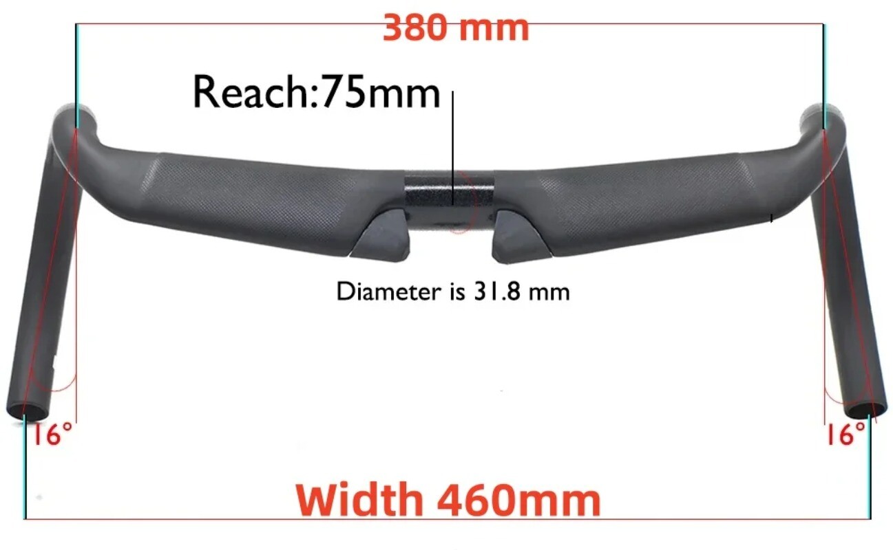 Carbon Fiber Road Handlebar 31.8MM 380/400/420/440MM 16 Degree Cockpit Bike Part
