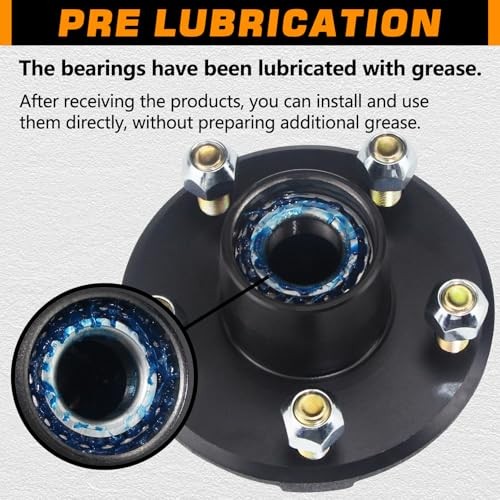 2 Sets Trailer Hub Kits 5 on 4.5» for 2000 lbs 1-1/16» Straight Spindle, Pre