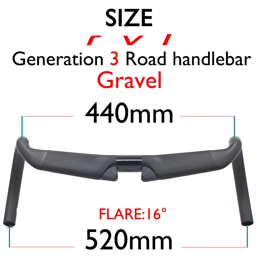 Carbon Fiber Road Gravel Cycling Handlebar Matte Black Diameter 31.8mm 380-440mm