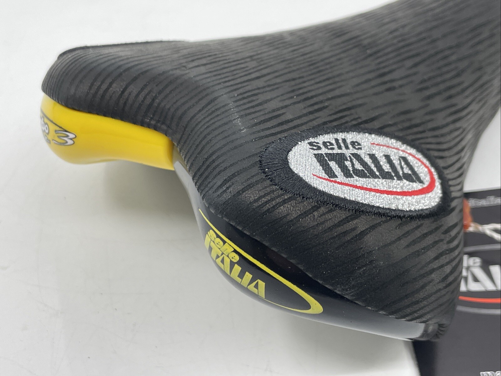 NOS VINTAGE 2000 Selle Italia Turbomatic 3 Black Leather Manganese Rail Saddle