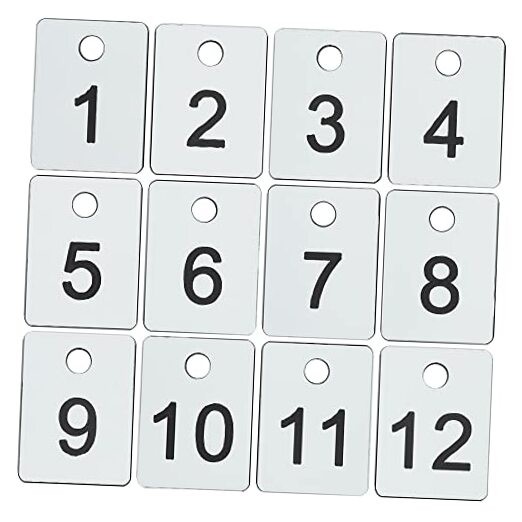 Plastic Numbered Tags Rectangle Key Number Tags Number Disc with 1-100 White