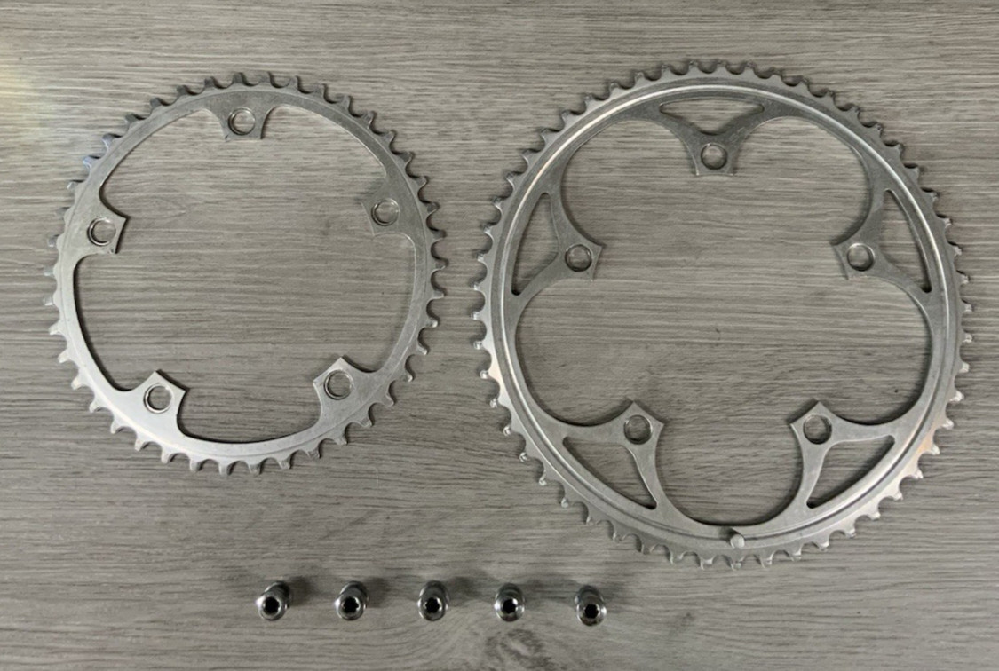 SHIMANO DURA ACE CHAIN RINGS (2) 42-53 TOOTH 130 BCD 6, 7, OR 8 SPEED 7400 BOLTS