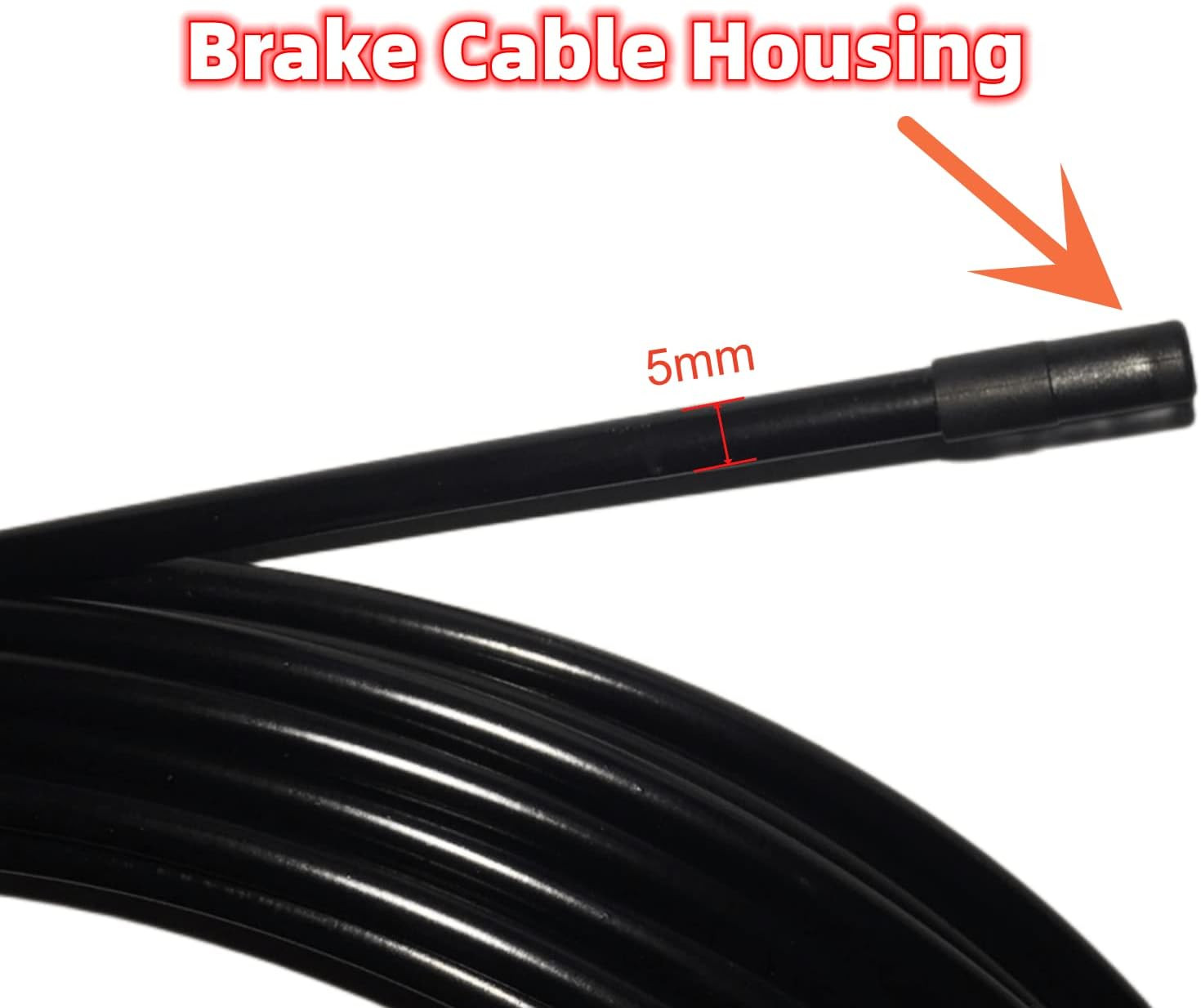 5Mm X 50Ft Bicycle/Bike Lined Brake Cable Housing with 30Pcs Cable End Caps, Bla