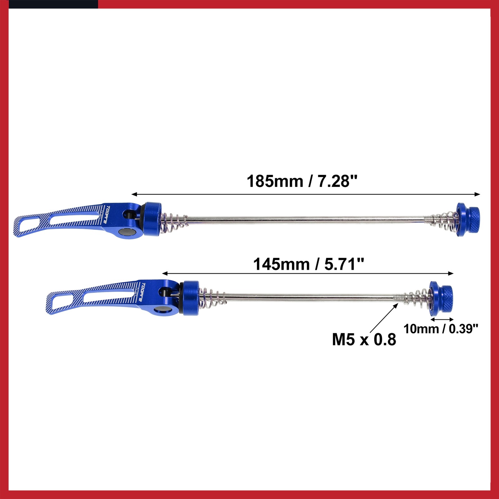 1Pair Front Rear Bicycle Skewers Quick Release Axles Skewers M5 x 0.8 Blue