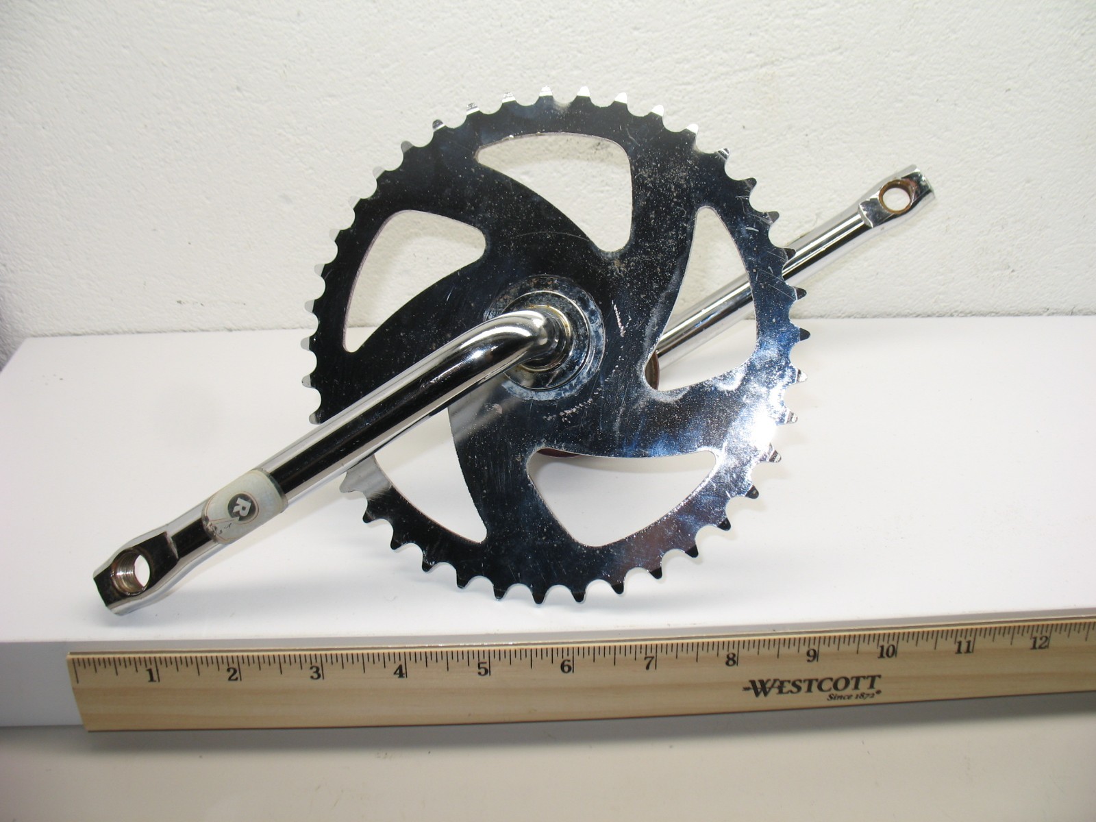Chrome/Silver Steel Crank 40 Tooth Chainring, 140mm (5-1/2″) with B/B Set-USED
