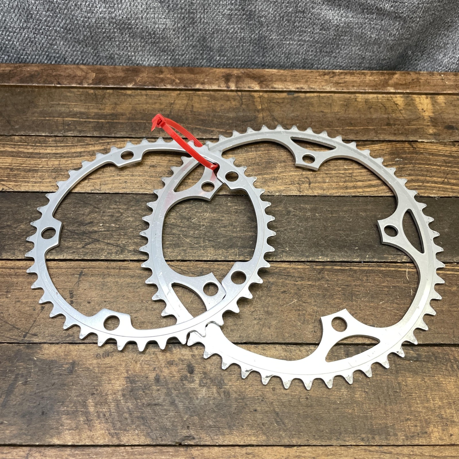 Vintage Sugino 52/42T Chainring Set 144 BCD 5-Arm Silver Road Race Alloy AJ