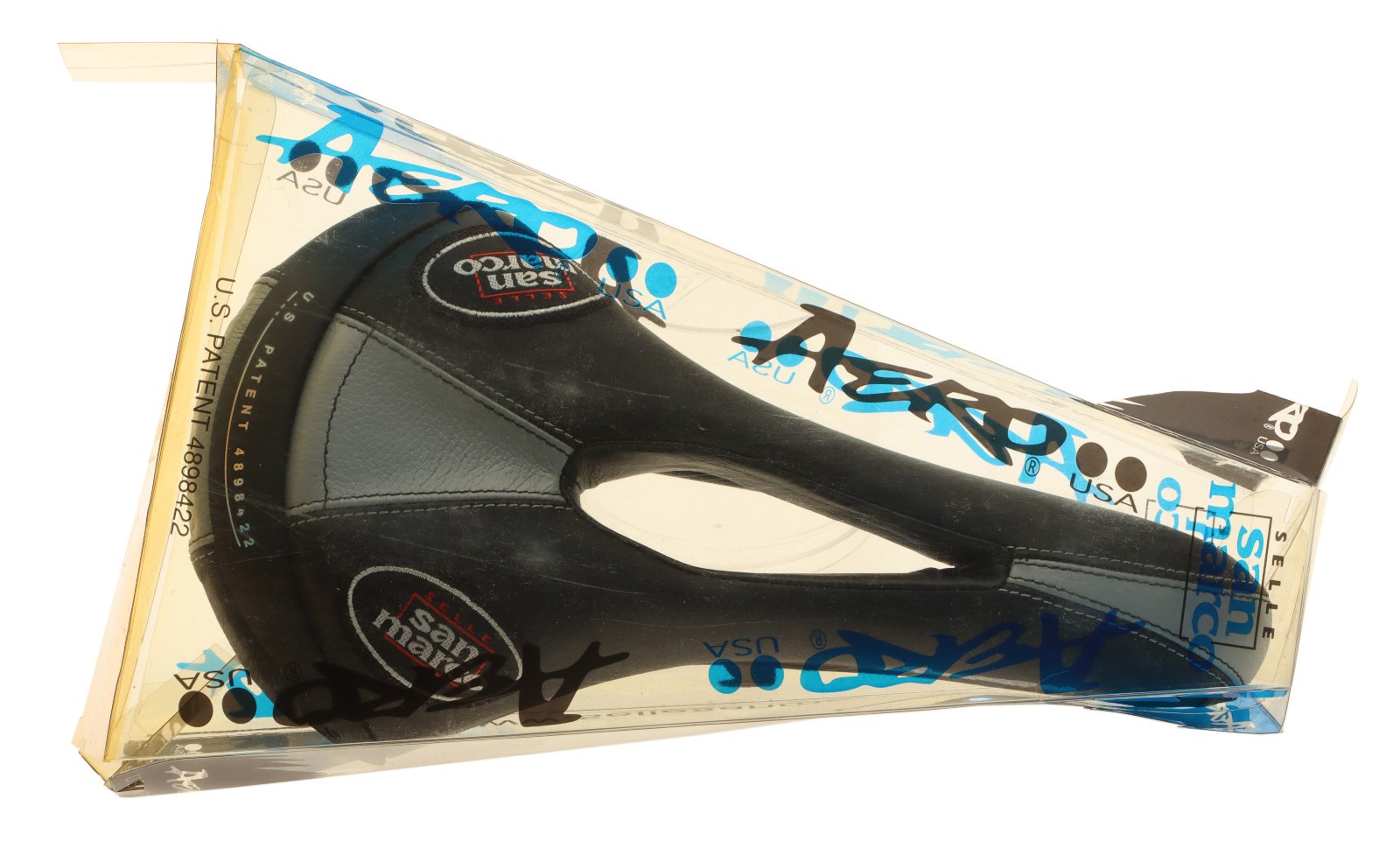 Selle San Marco Aero Saddle Chromoly Rails Black/Gray Leather 1999 NIB NOS NEW