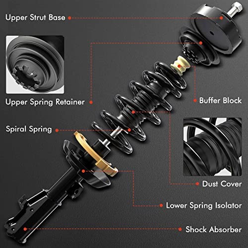 Front Pair (2) Complete Shock Struts & Coil Spring Front Left and Right