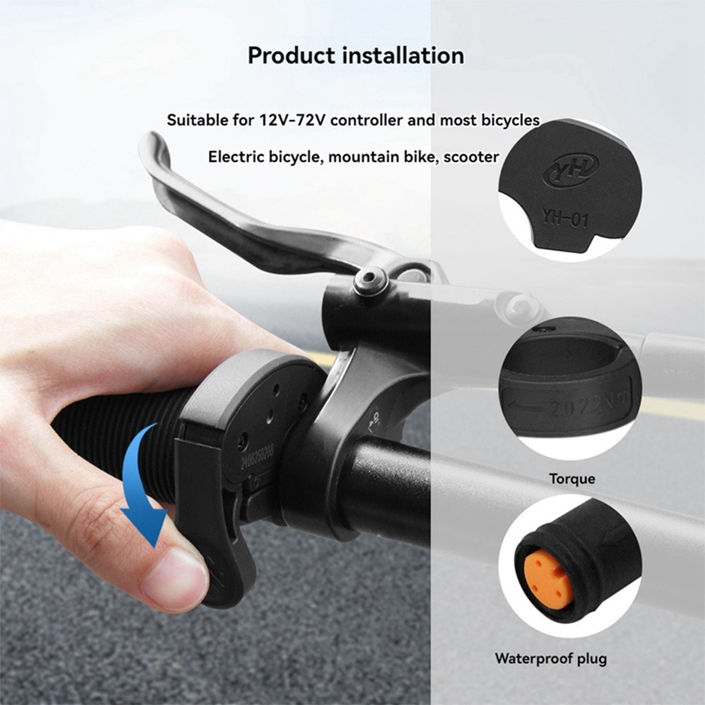 E-bike Thumb Throttle Hand Finger YH-001 Throttle 12V-72V 3-Pin SM/WP Plug HAU