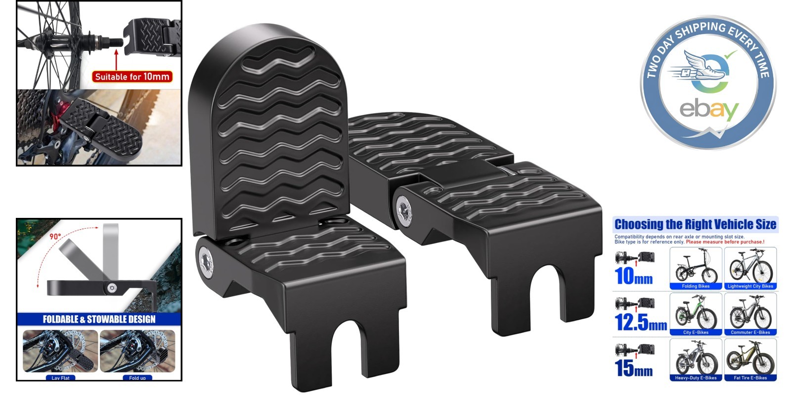 2PCS Aluminium Bike Rear Pedals – Non-Slip Foot Pegs for E-Bikes, Modern Design