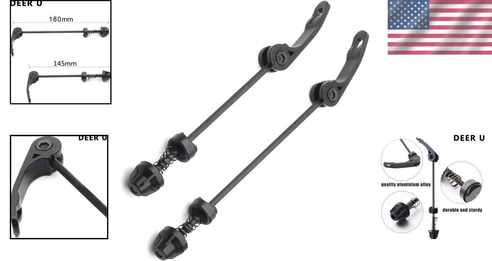 Steel & Aluminum Alloy Quick Release Skewers for 20″ to 28″ Bikes – 2 Count