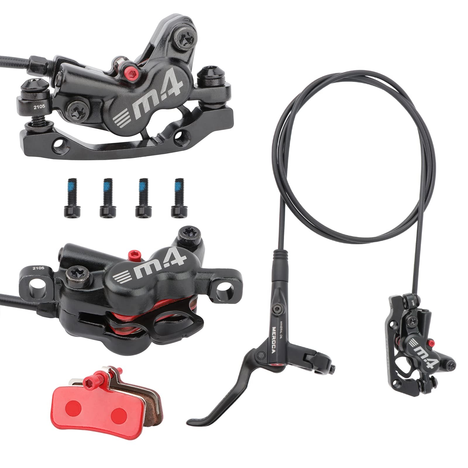 M4 4-Piston Hydraulic Disc Bike Brakes Front Rear 800/1400mm PM Adapter
