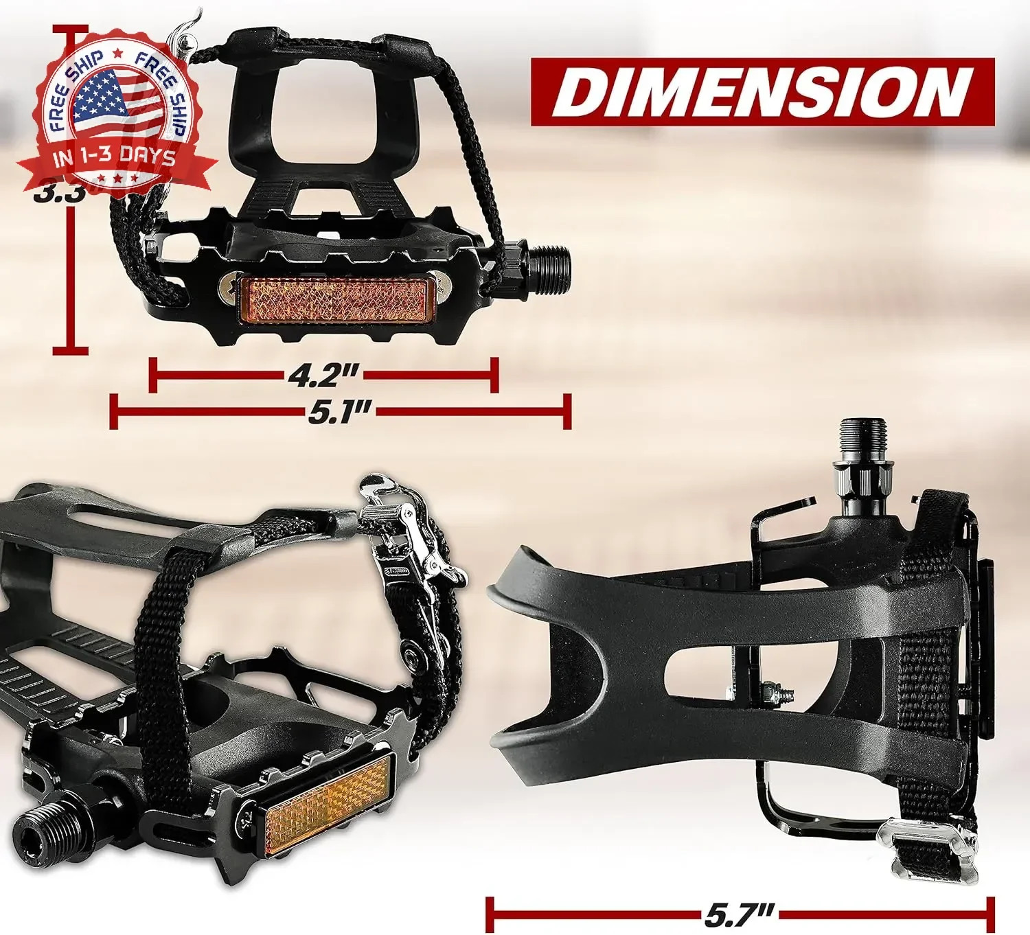 BV Bike Pedal – Universal Fit Bicycle Pedals 9/16″ Compatible, Non-Slip & Durabl