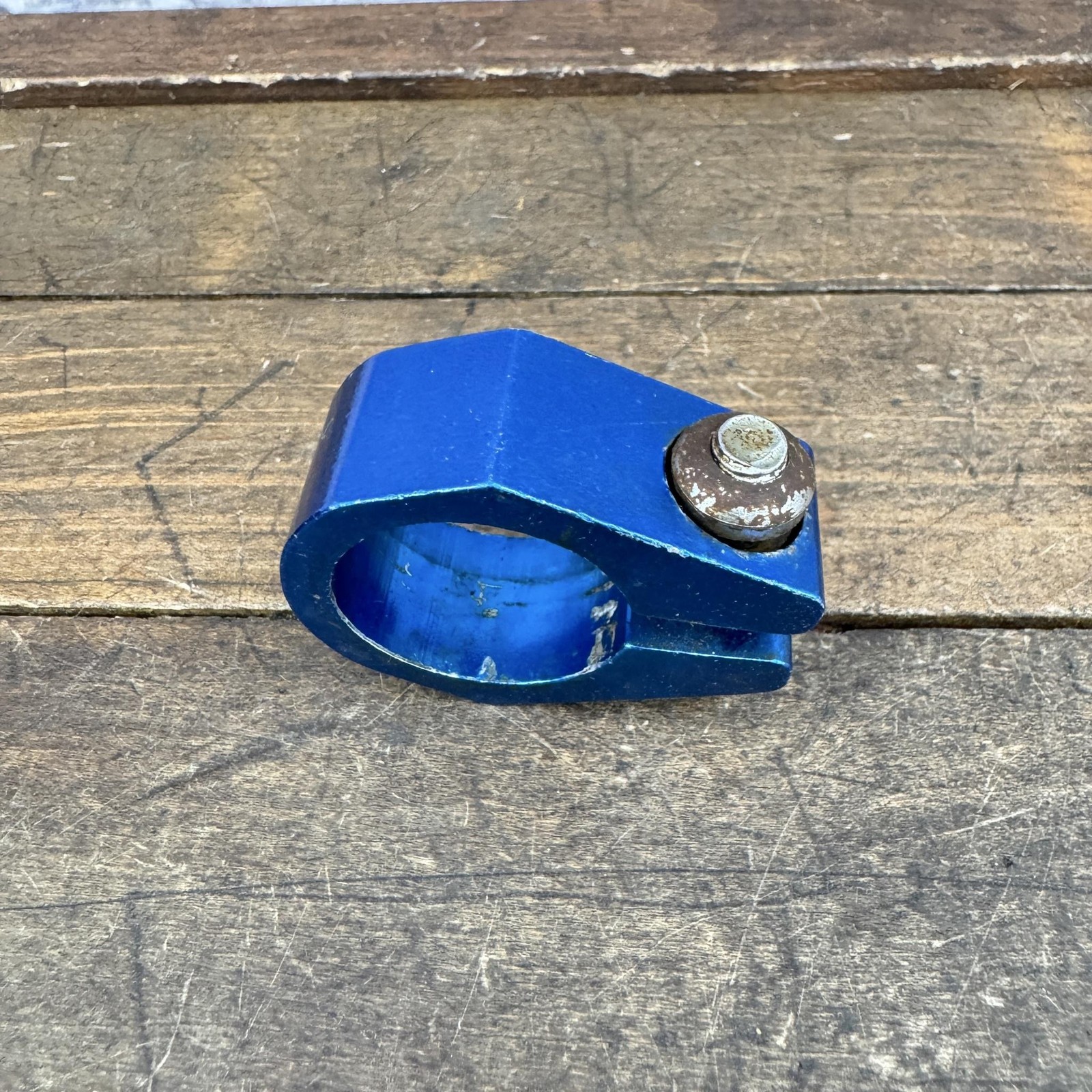 Old Schoo BMX Seatpost Clamp 28.6mm Blue Alloy Bolt-Only BMX Bike Part