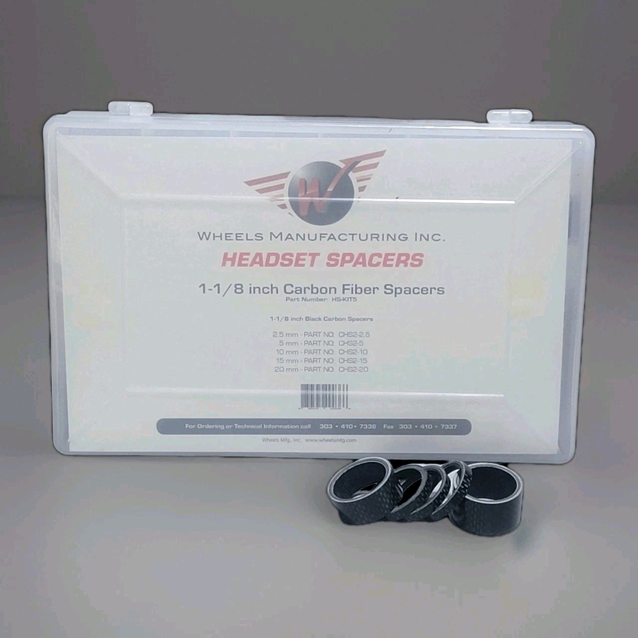 Wheels Manufacturing HS-KIT5 Carbon Fiber Headset Spacer Kit 1-1/8″ Full +Extras