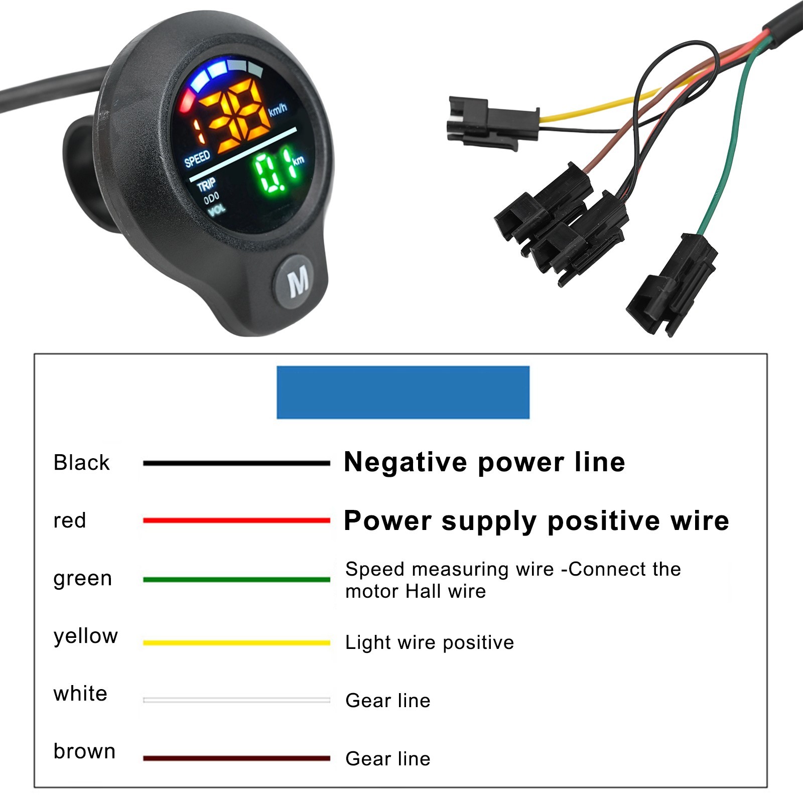 ABS Material Electric Scooter Speedometer with LCD Display and Mileage Tracking