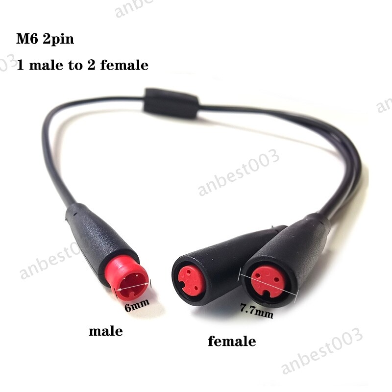 6mm M6 2 3 Pin male to female Splitter Julet Cable Plug ebike waterproof Sensor